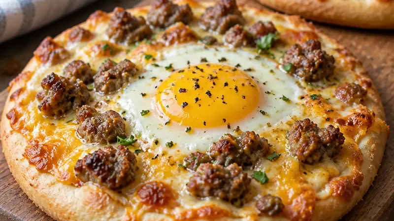 Sausage and Egg Breakfast Pizzas