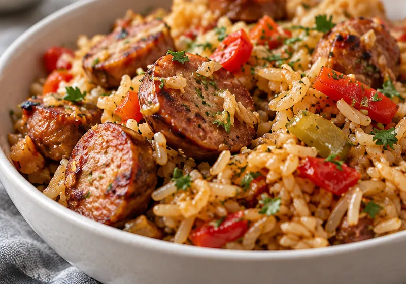 Sausage and Rice Recipe, ready to serve
