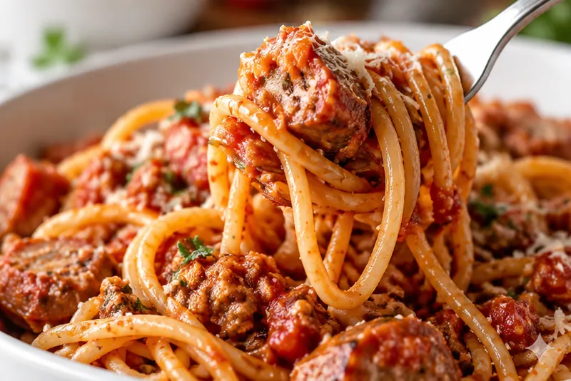Sausage Spaghetti Recipe, ready to serve