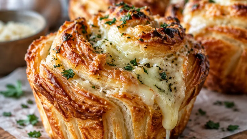 Savory Cheesy Garlic Cruffins