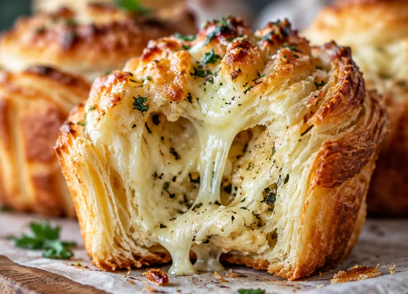 Savory Cheesy Garlic Cruffins, ready to serve