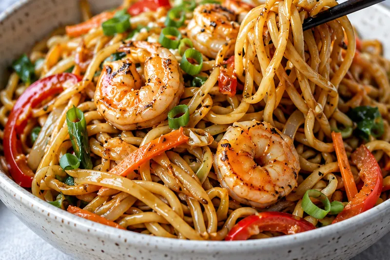 Shrimp Lo Mein Recipe, ready to serve