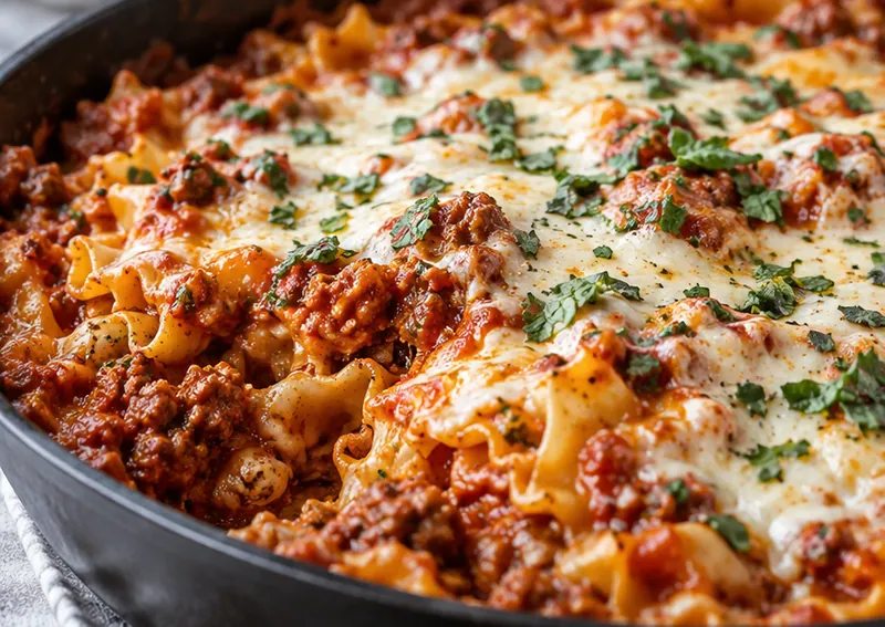 Skillet Lasagna Recipe, ready to serve