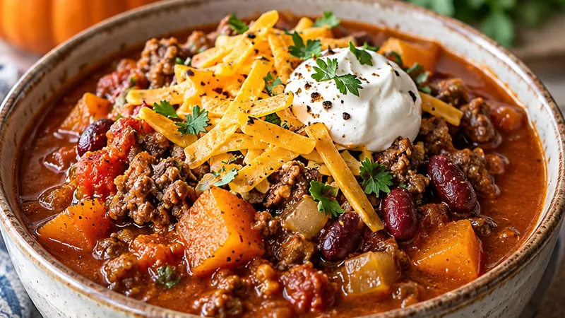 Slow Cooker Beef and Pumpkin Chili