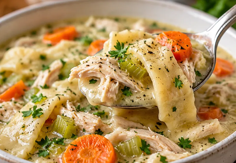 Southern Chicken and Dumplings, ready to serve