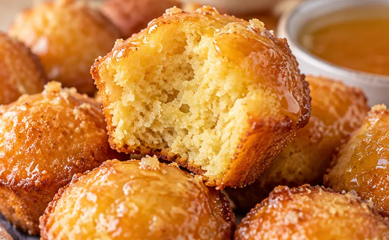 Southern Style Honey Butter Cornbread Poppers, ready to serve