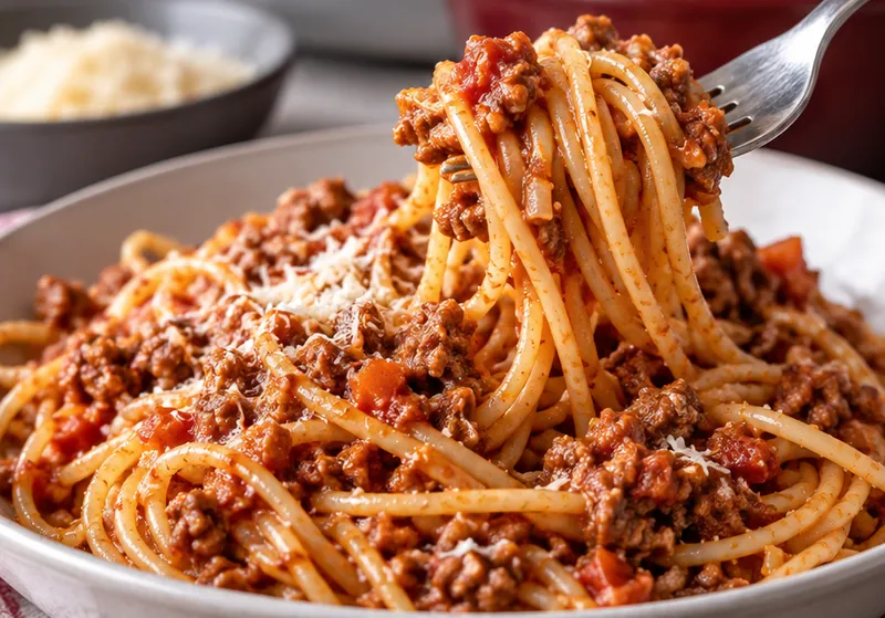 Spaghetti Bolognese Recipe, ready to serve