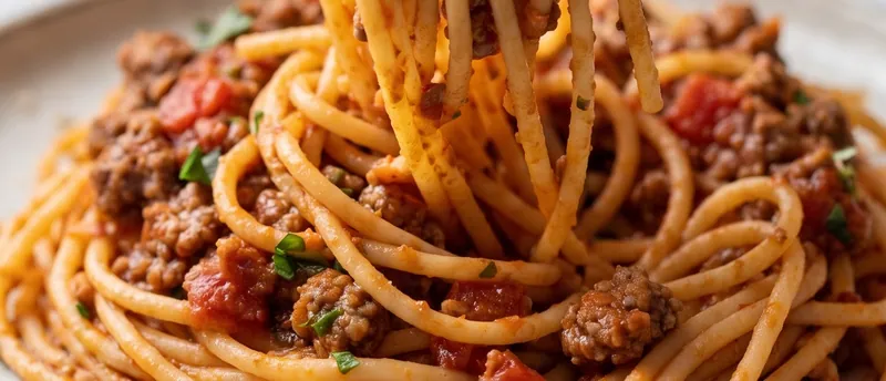 Spaghetti with Meat Sauce, ready to serve