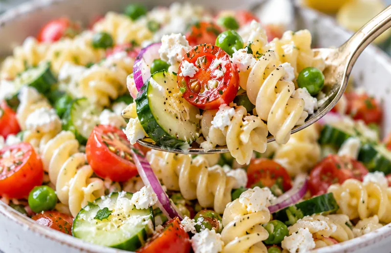 Spring Pasta Salad, ready to serve