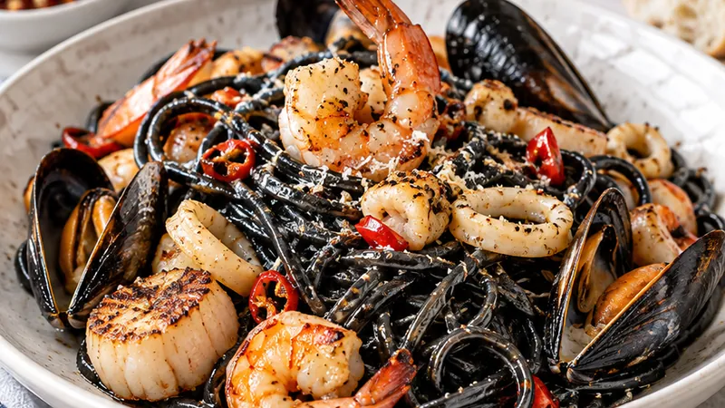 Squid Ink Pasta with Seafood