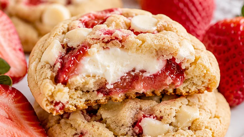 Strawberry Cheesecake Stuffed Cookies