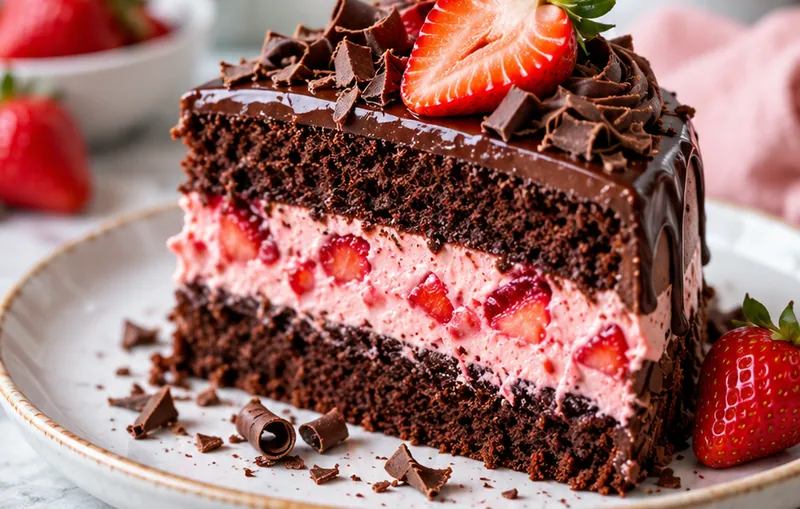 Strawberry Chocolate Cake, ready to serve