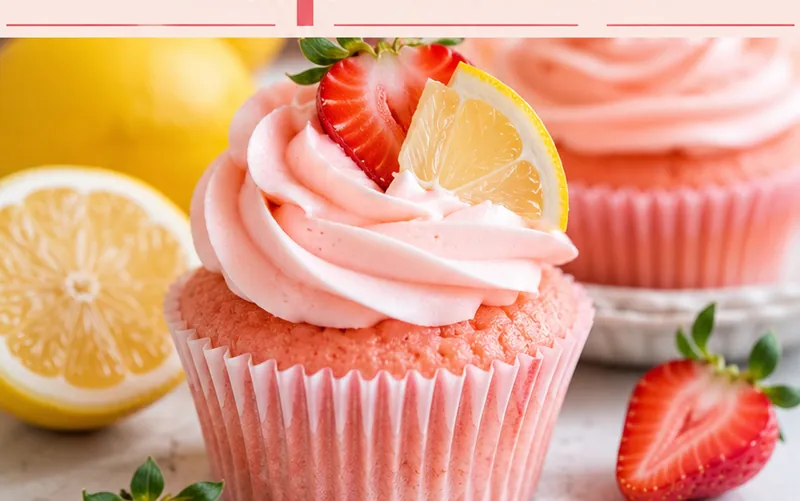 Strawberry Lemonade Cupcakes, ready to serve