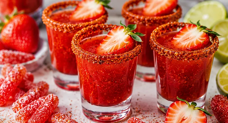 Strawberry Mexican Candy Shot, ready to serve