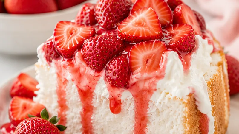 Strawberry Whipped Cream Angel Food Cake