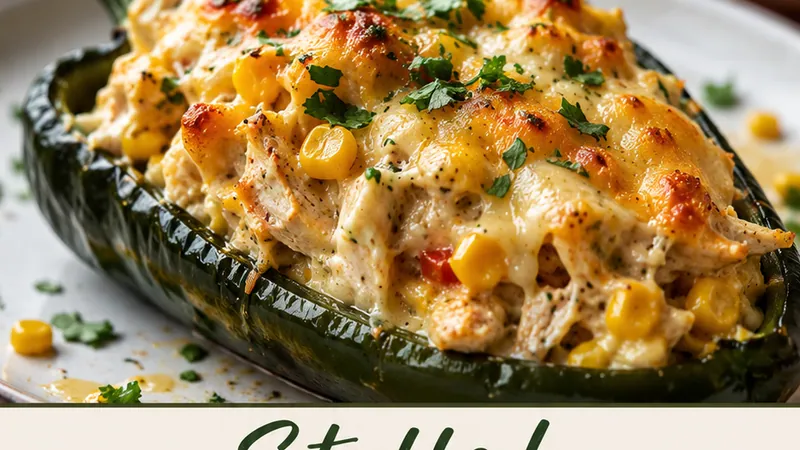Stuffed Poblano Peppers with Creamy Chicken and Corn