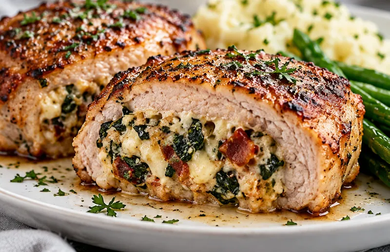 Stuffed Pork Chops Recipe, ready to serve