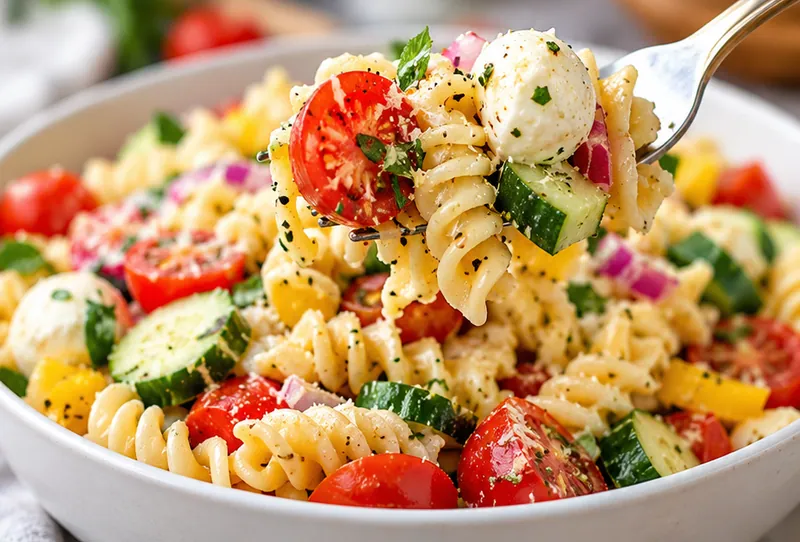 Summer Pasta Salad, ready to serve