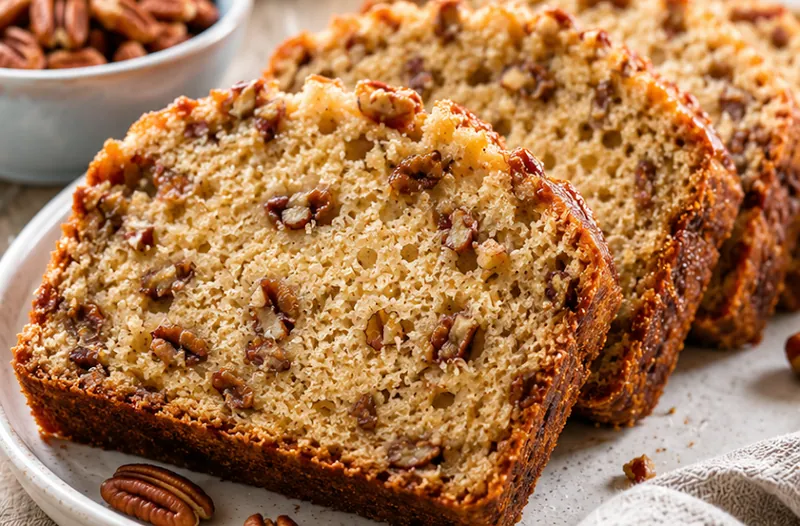 Sweet Alabama Pecan Bread Recipe, ready to serve
