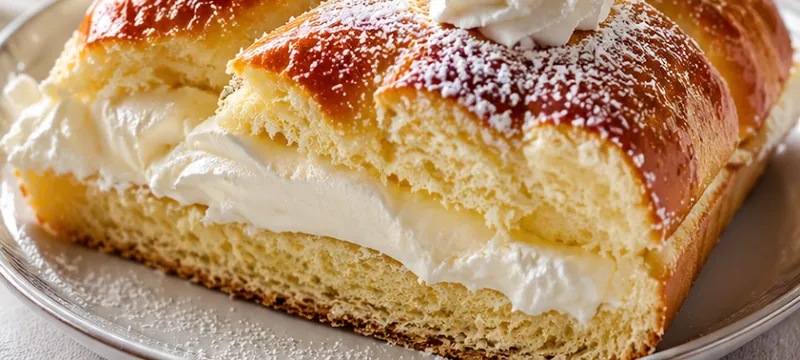 Sweet Bread with Cream Recipe, ready to serve