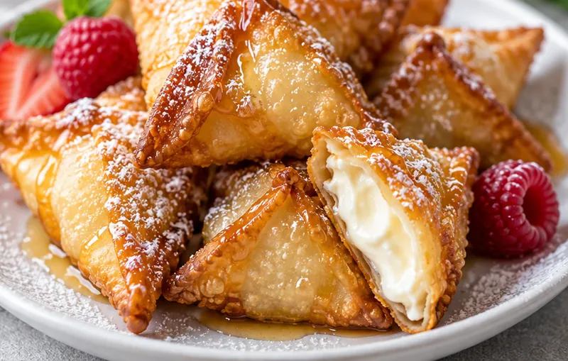 Sweet Cream Cheese Wontons, ready to serve