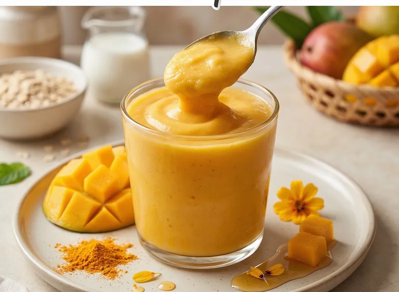 Tasty Mango Smoothie Recipe, ready to serve