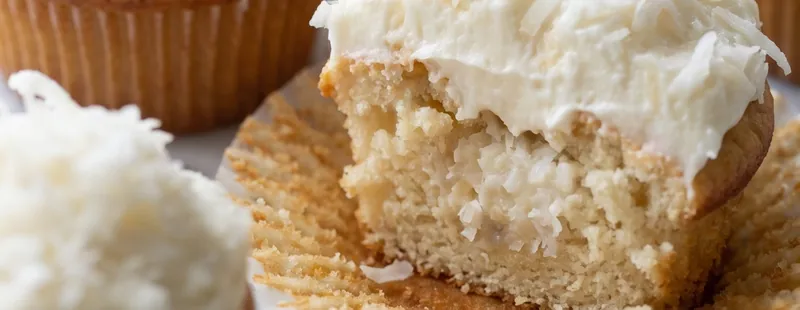 Mini Coconut Cupcakes, ready to serve