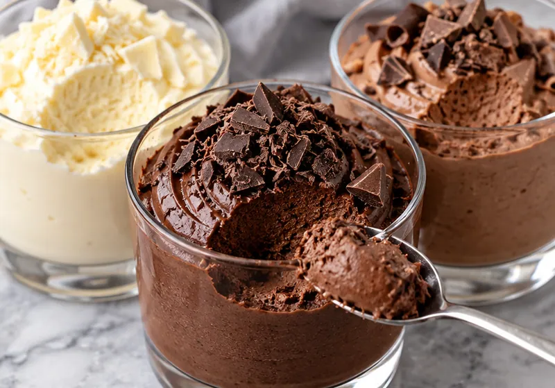 Three Chocolate Mousse Recipe, ready to serve