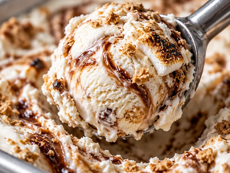Toasted Marshmallow Swirl Ice Cream, ready to serve