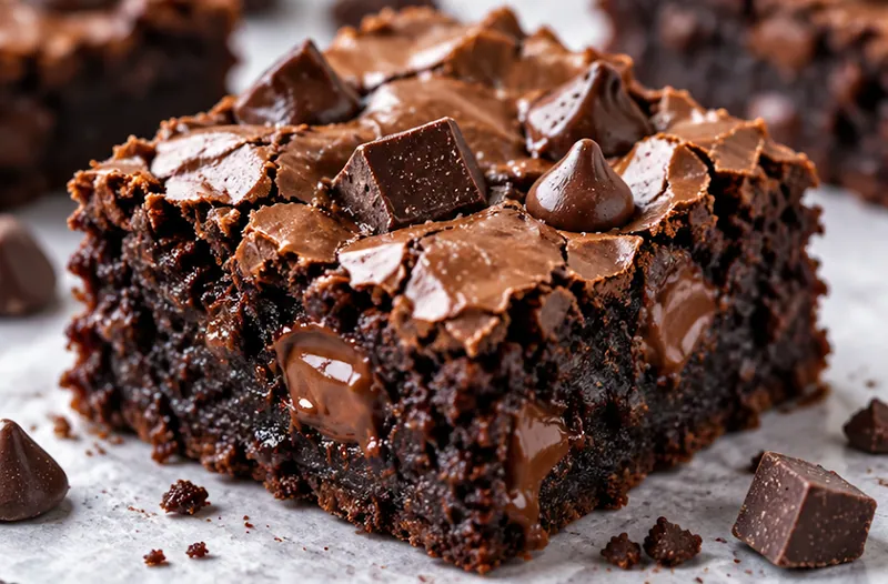 Triple Chocolate Brownies, ready to serve
