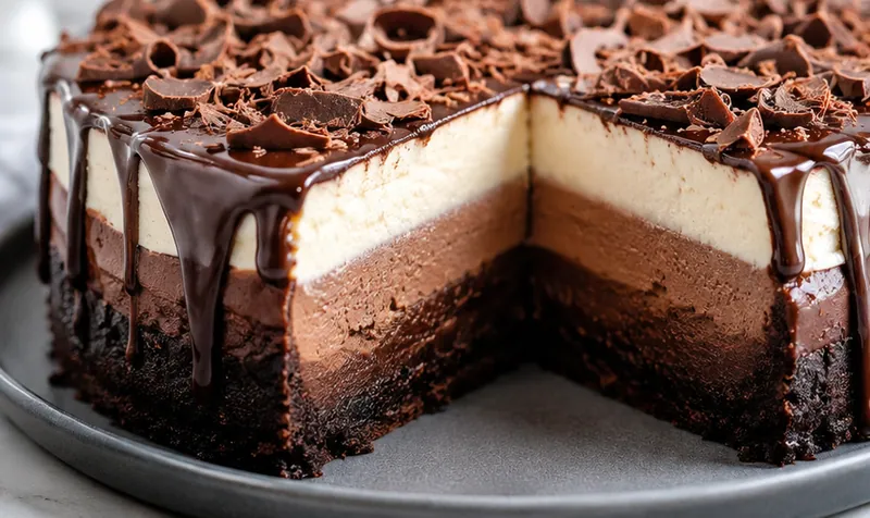 Triple Chocolate Cheesecakes, ready to serve