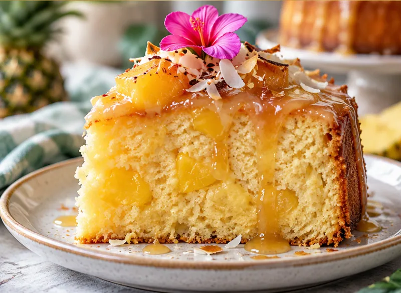Tropical Glazed Pineapple Cake Recipe, ready to serve