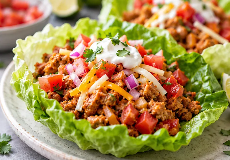 Turkey Taco Lettuce Wraps, ready to serve