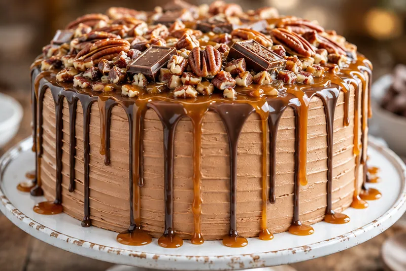 Turtle Caramel Cake Recipe, ready to serve
