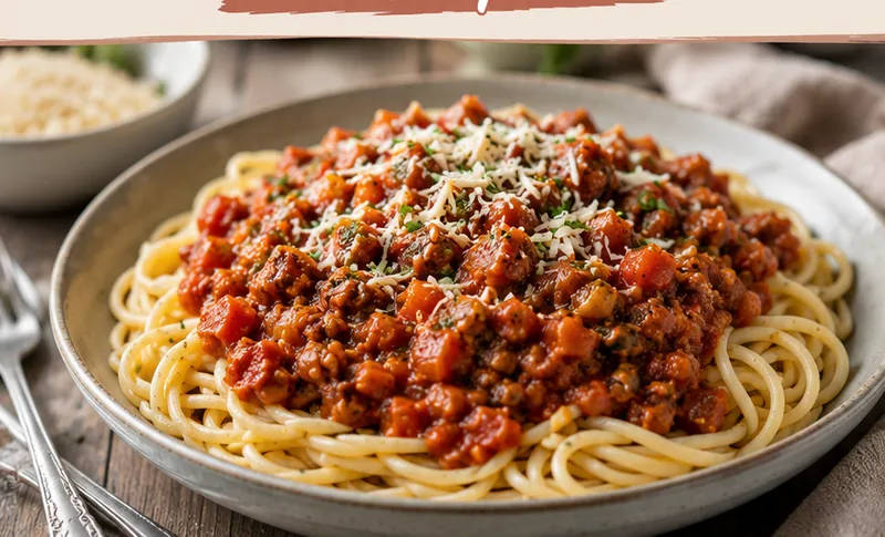 Vegan Bolognese Sauce Recipe, ready to serve