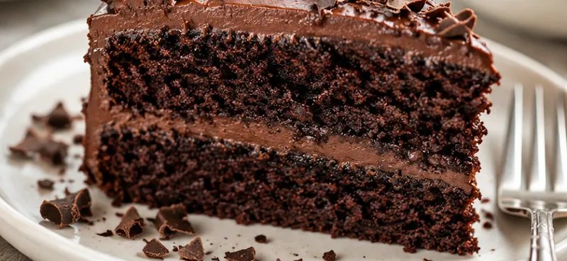 Vegan Chocolate Cake Recipe, ready to serve