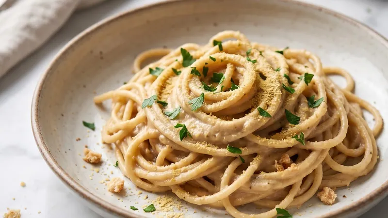 Vegan Creamy Spaghetti with Cashew-Based Sauce