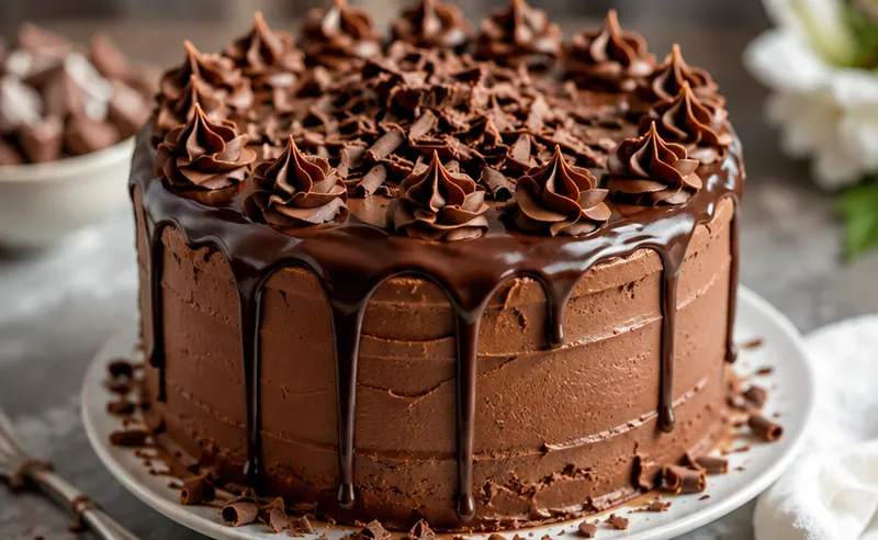 Vertical Chocolate Cake Recipe, ready to serve