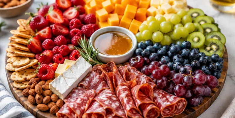 Vibrant Rainbow Inspired Charcuterie Board Recipe, ready to serve