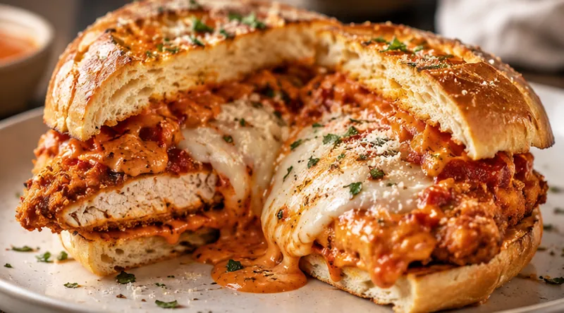 Vodka Sauce Chicken Parmesan Sandwich Recipe, ready to serve