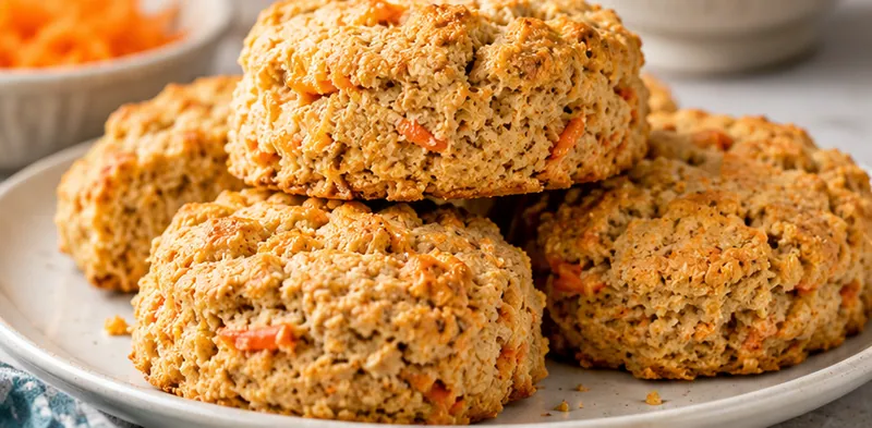 Whole Wheat Carrot Biscuits, ready to serve