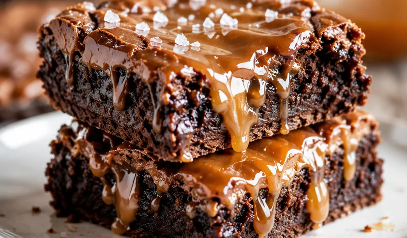 World's Best Caramel Brownies, ready to serve