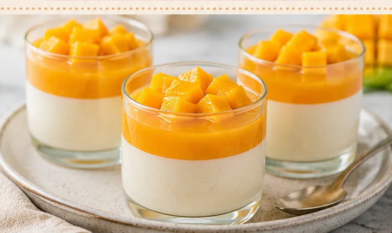 Yogurt Panna Cotta with Fresh Fruit Compote, ready to serve
