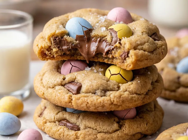 Cadbury Mini Egg Cookies, ready to serve